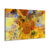 Glas schilderij Klassiek | Geel, Blauw, Bruin | 90x60cm 3Luik