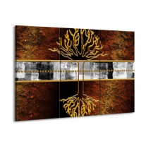Glas schilderij Modern | Bruin, Grijs, Geel | 90x60cm 3Luik