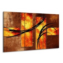 Canvas schilderij Modern | Geel, Bruin, Zwart | 165x100cm 3Luik