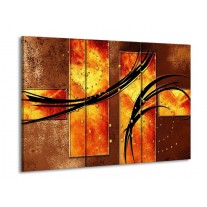 Glas schilderij Modern | Geel, Bruin, Zwart | 90x60cm 3Luik