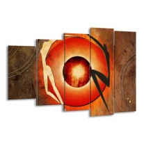 Canvas schilderij Modern | Bruin, Oranje, Zwart | 150x100cm 5Luik