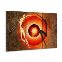 Glas schilderij Modern | Bruin, Oranje, Zwart | 90x60cm 3Luik