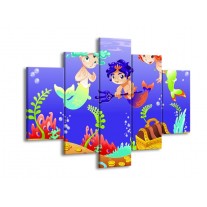 Glas schilderij Sprookje | Blauw, Groen, Geel | 150x105cm 5Luik