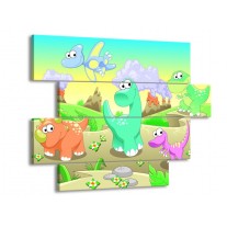 Glas schilderij Sprookje | Groen, Oranje, Paars | 115x85cm 4Luik