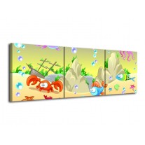 Glas schilderij Sprookje | Groen, Oranje, Paars | 120x40cm 3Luik
