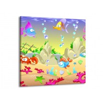 Glas schilderij Sprookje | Groen, Oranje, Paars | 50x50cm 1Luik