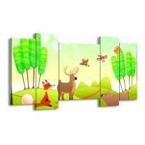 Canvas schilderij Sprookje | Groen, Oranje, Bruin | 120x65 5Luik