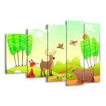 Glas schilderij Sprookje | Groen, Oranje, Bruin | 150x100cm 5Luik