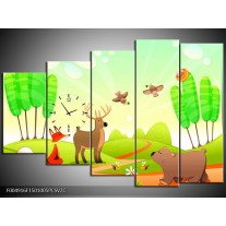 Klok schilderij Sprookje | Groen, Oranje, Bruin | 150x100cm 5Luik