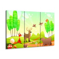 Canvas schilderij Sprookje | Groen, Oranje, Bruin | 90x60cm 3Luik