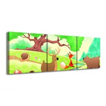 Glas schilderij Sprookje | Groen, Oranje, Paars | 150x50cm 3Luik