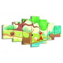 Glas schilderij Sprookje | Groen, Oranje, Paars | 210x100cm 7Luik