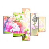 Glas schilderij Sprookje | Blauw, Paars, Oranje | 100x70cm 5Luik