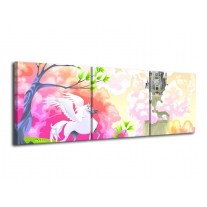 Canvas schilderij Sprookje | Blauw, Paars, Oranje | 120x40cm 3Luik