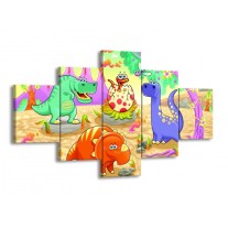 Canvas schilderij Sprookje | Groen, Roze, Paars | 125x70cm 5Luik