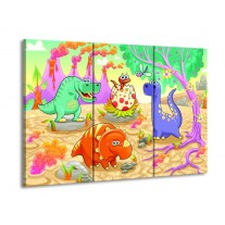 Canvas schilderij Sprookje | Groen, Roze, Paars | 90x60cm 3Luik