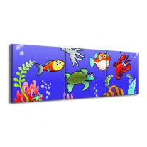 Canvas schilderij Sprookje | Groen, Blauw, Paars | 150x50cm 3Luik