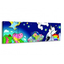 Glas schilderij Sprookje | Groen, Blauw, Paars | 170x50cm 3Luik