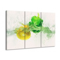 Glas schilderij Keuken | Groen, Geel, Wit | 90x60cm 3Luik