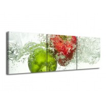 Glas schilderij Paprika | Groen, Rood, Wit | 120x40cm 3Luik