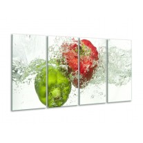 Glas schilderij Paprika | Groen, Rood, Wit | 160x80cm 4Luik