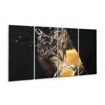 Glas schilderij Keuken | Geel, Wit, Zwart | 160x80cm 4Luik
