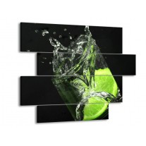 Glas schilderij Keuken | Groen, Wit, Zwart | 115x85cm 4Luik