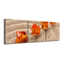 Glas schilderij Zand | Bruin, Geel, Oranje | 150x50cm 3Luik