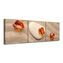 Glas schilderij Spa | Oranje, Crème, Wit | 120x40cm 3Luik