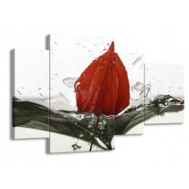 Glas schilderij Keuken | Rood, Grijs, Wit | 120x75cm 4Luik