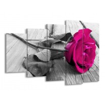 Glas schilderij Roos | Roze, Grijs | 150x100cm 5Luik