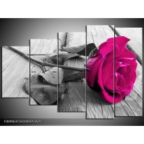 Klok schilderij Roos | Roze, Grijs | 150x100cm 5Luik