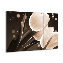 Glas schilderij Tulp | Wit, Grijs | 90x60cm 3Luik