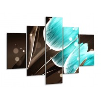 Glas schilderij Tulp | Blauw, Grijs | 100x70cm 5Luik