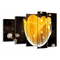 Glas schilderij Tulp | Geel, Bruin | 150x100cm 5Luik