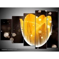 Klok schilderij Tulp | Geel, Bruin | 150x100cm 5Luik