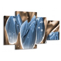 Glas schilderij Tulp | Blauw, Grijs | 120x75cm 4Luik
