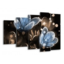 Glas schilderij Bloem | Blauw, Grijs | 150x100cm 5Luik