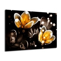 Glas schilderij Bloem | Geel, Zwart | 70x50cm 1Luik