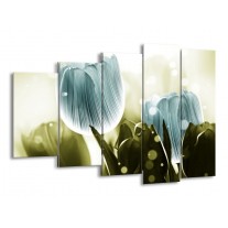Glas schilderij Tulp | Blauw, Groen | 150x100cm 5Luik