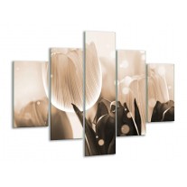 Glas schilderij Tulp | Grijs, Bruin, Zwart | 100x70cm 5Luik