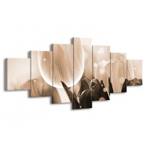 Canvas schilderij Tulp | Grijs, Bruin, Zwart | 210x100cm 7Luik