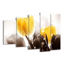 Glas schilderij Tulp | Geel, Grijs | 150x100cm 5Luik