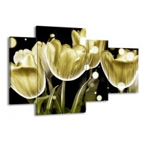 Glas schilderij Tulp | Goud, Zwart | 120x75cm 4Luik