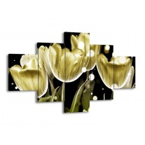 Glas schilderij Tulp | Goud, Zwart | 125x70cm 5Luik