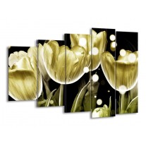 Glas schilderij Tulp | Goud, Zwart | 150x100cm 5Luik