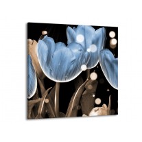 Glas schilderij Tulp | Blauw, Grijs, Zwart | 50x50cm 1Luik