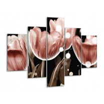 Glas schilderij Tulp | Bruin, Zwart | 100x70cm 5Luik