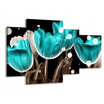 Glas schilderij Tulp | Blauw, Grijs | 120x75cm 4Luik