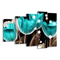 Glas schilderij Tulp | Blauw, Grijs | 150x100cm 5Luik